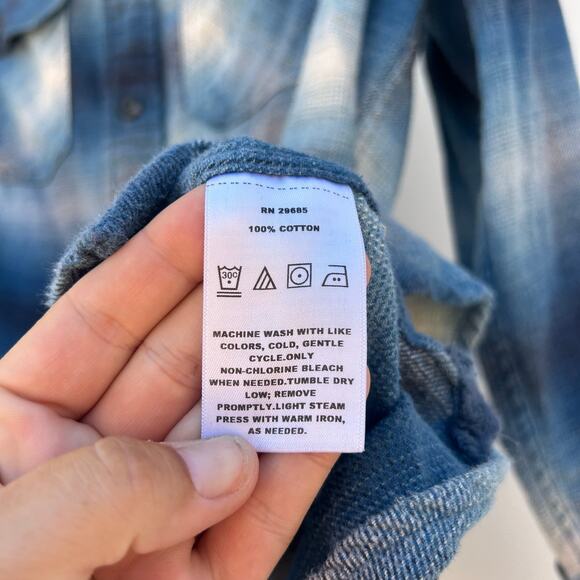 Pendleton Men’s Tall Super Soft Burnside Flannel Shirt Blue Plaid Cotton Medium - Picture 7 of 7